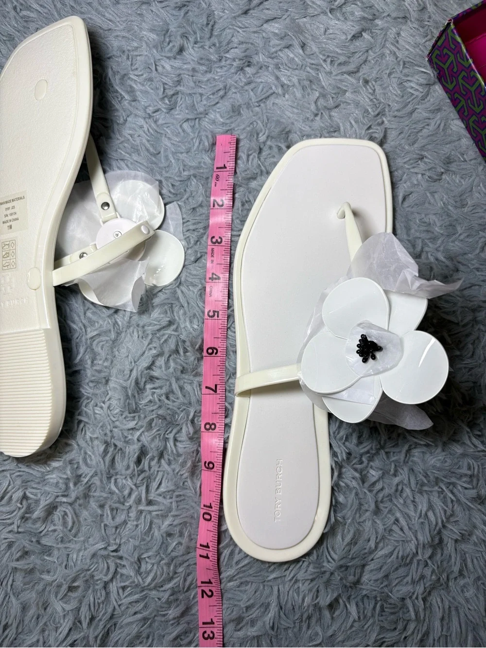 Tory Burch Off White Flower Jelly Thong Sandals for Women